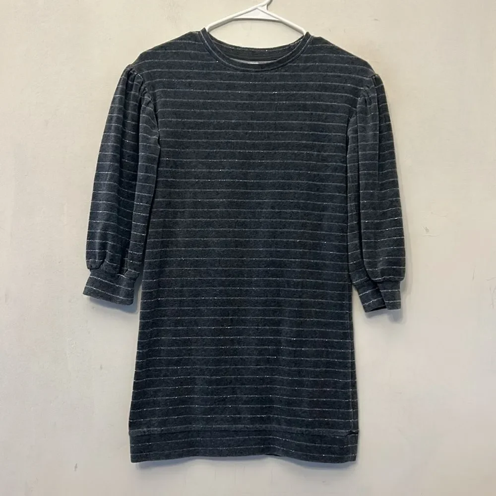 Gap Kids long sleeve gray striped sparkle dress Size L EUC
